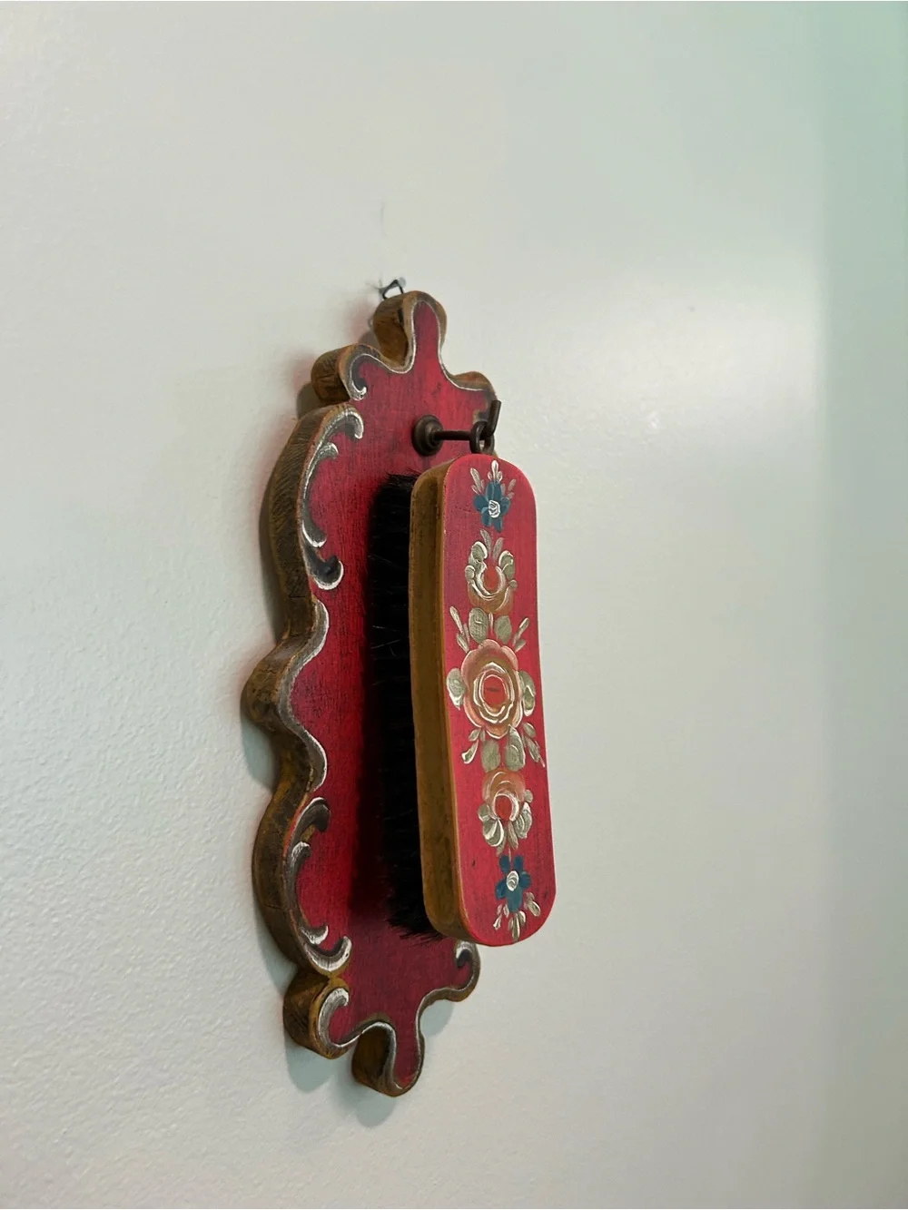 Hand-Painted Red Floral Wood Wall Decor